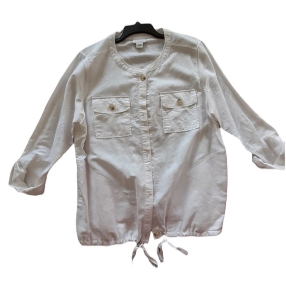 🌺LIZ CLAIBORNE Linen Blend Button Jacket Size Large🌺 - Picture 1 of 6